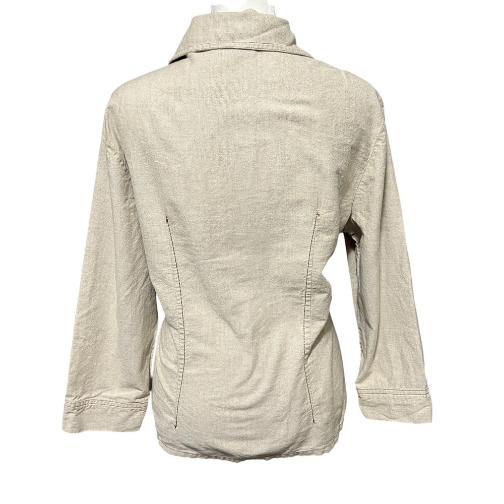 Bobbie Brooks Y2K Embroidered Cotton Jacket Button Front‎ 3/4 Sleeve Oatmeal L - Picture 2 of 8